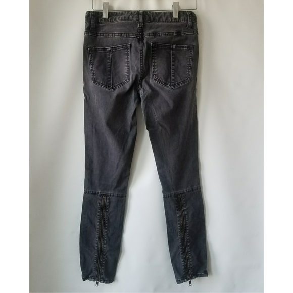 Free People Denim Gray Jeans Zip Up Legging Size 26 - Picture 7 of 11